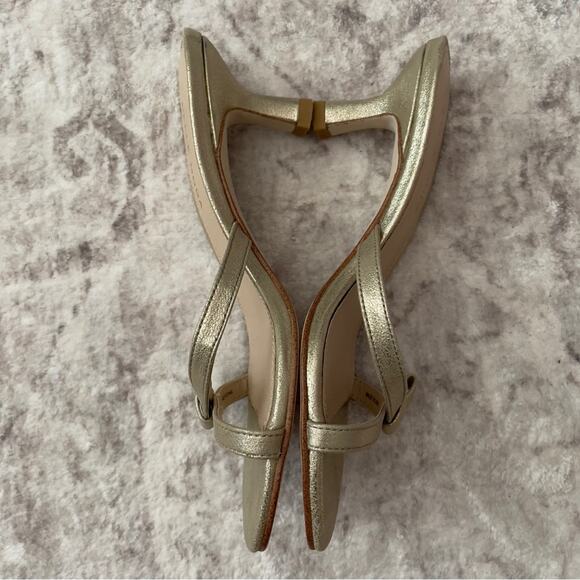 Pelle Moda Jadine Low Heeled Sandals Gold Metallic Size 5.5 New - Picture 7 of 11